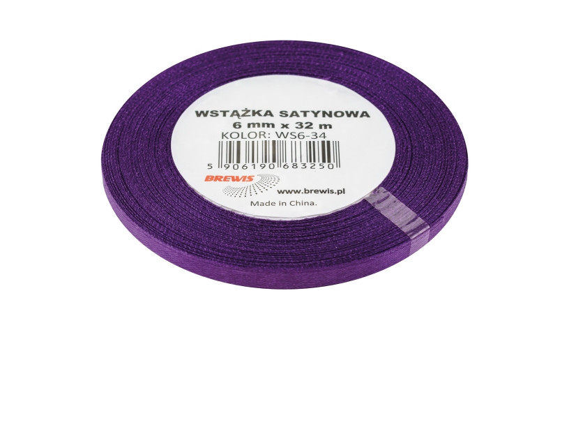 Wstążka satynowa 6mmx32m fioletowa Brewis